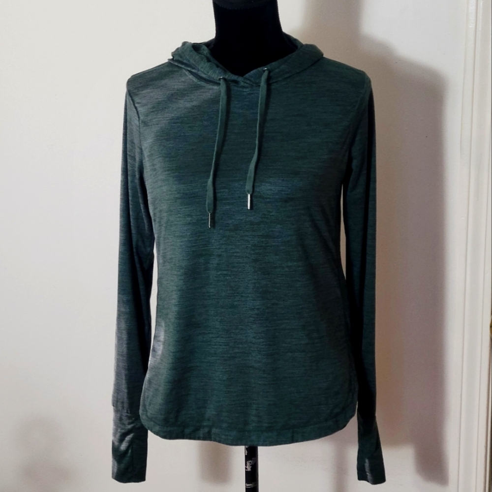 GAIAM Dark Green Hooded Activewear Top Size Small